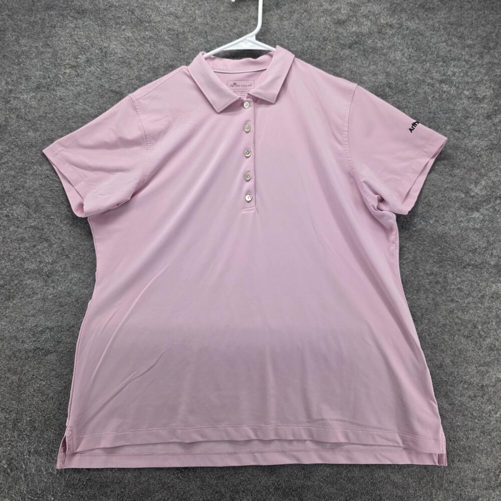 Peter Millar Polo Shirt Womens XL Pink UPF 50 Stretch Arthrex Logo Golf